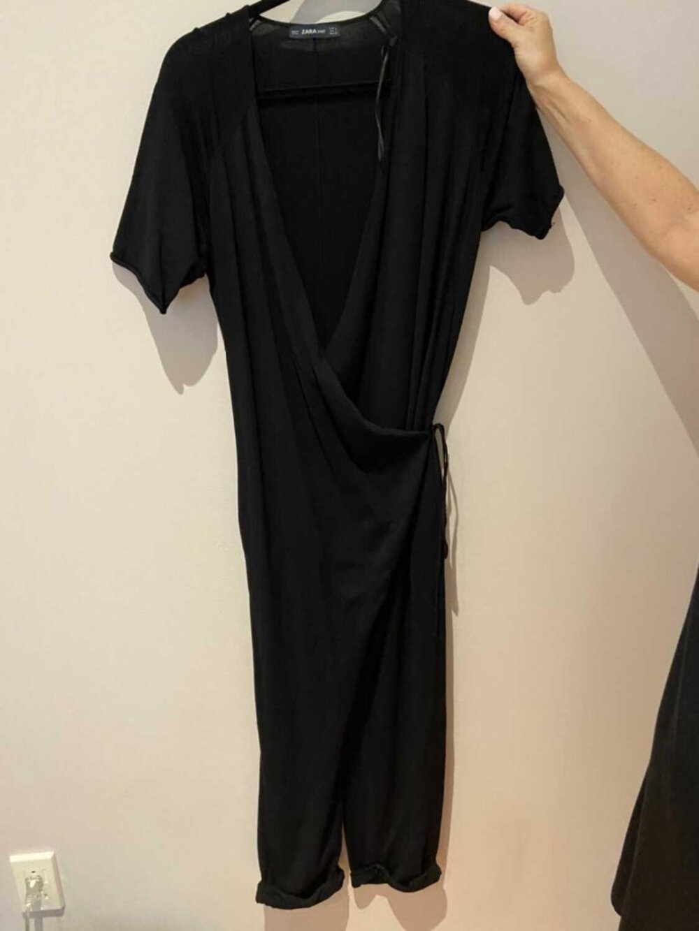 Zara Black Knit Wrap Jumpsuit